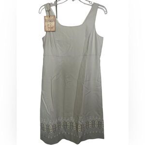 Tommy Bahama Beige Chalk 100% Silk Coastal Grandmother Floral A-Line Shift Dress